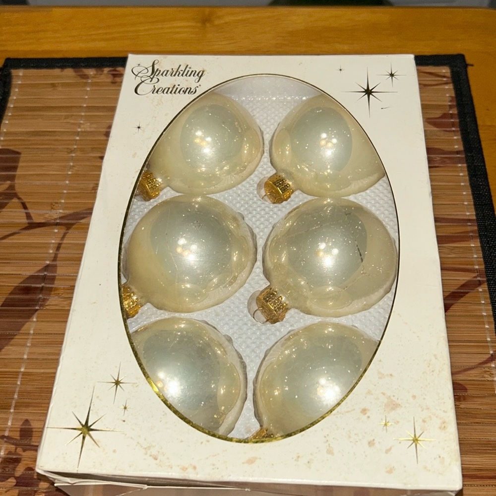 Sparkling Christmas cream and Gold Ornaments